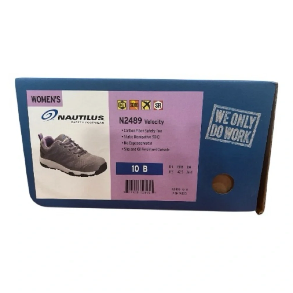 Nautilus Velocity Safety Work Shoes 10B Grey Carbon Fiber Toe Slip Resistant New